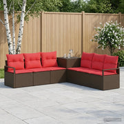 Set di divani 7 pz Marrone e Rosso Rattan sintetico e Acciaio 3448721