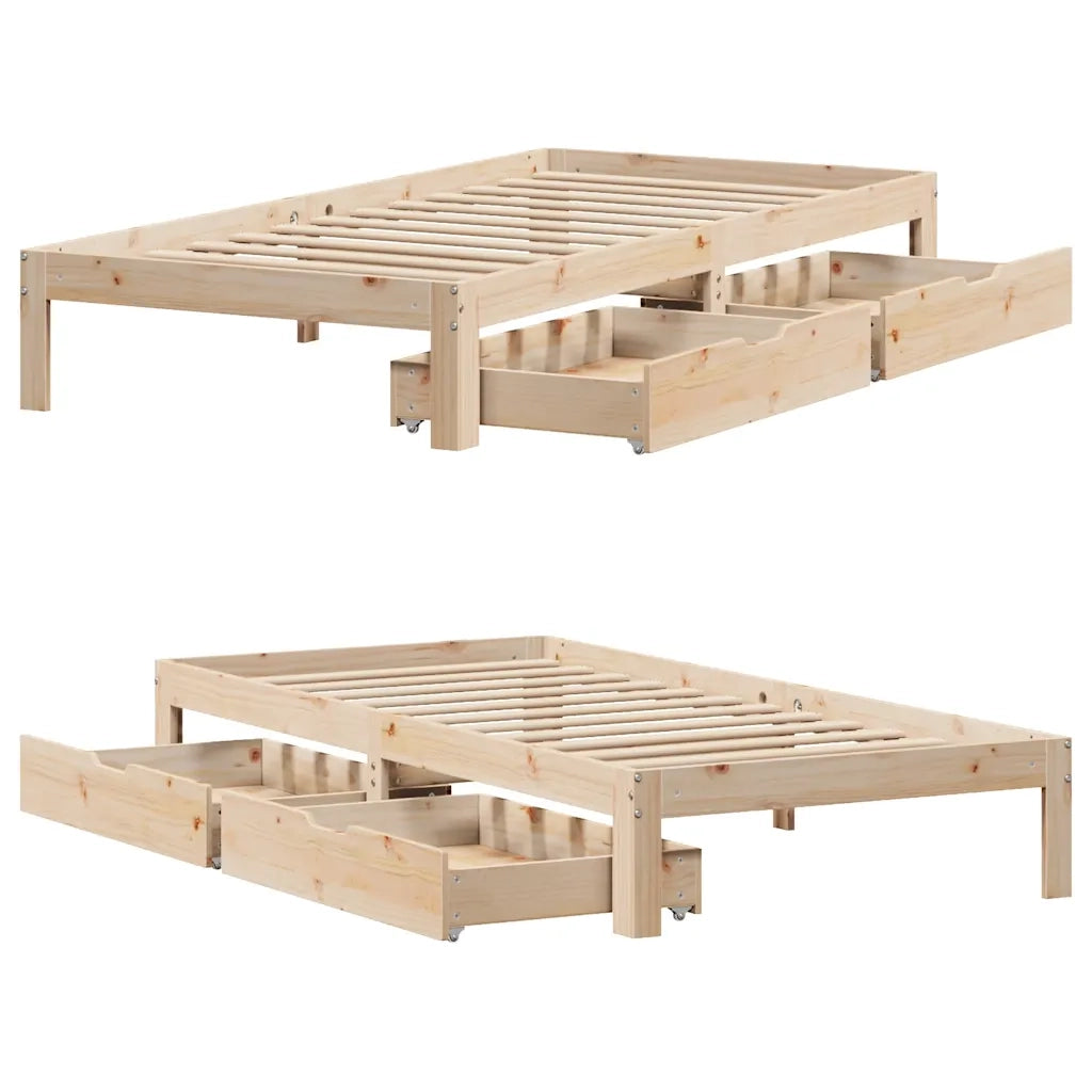 Giroletto con Cassetti 90x190 cm in Legno Massello di Pino
