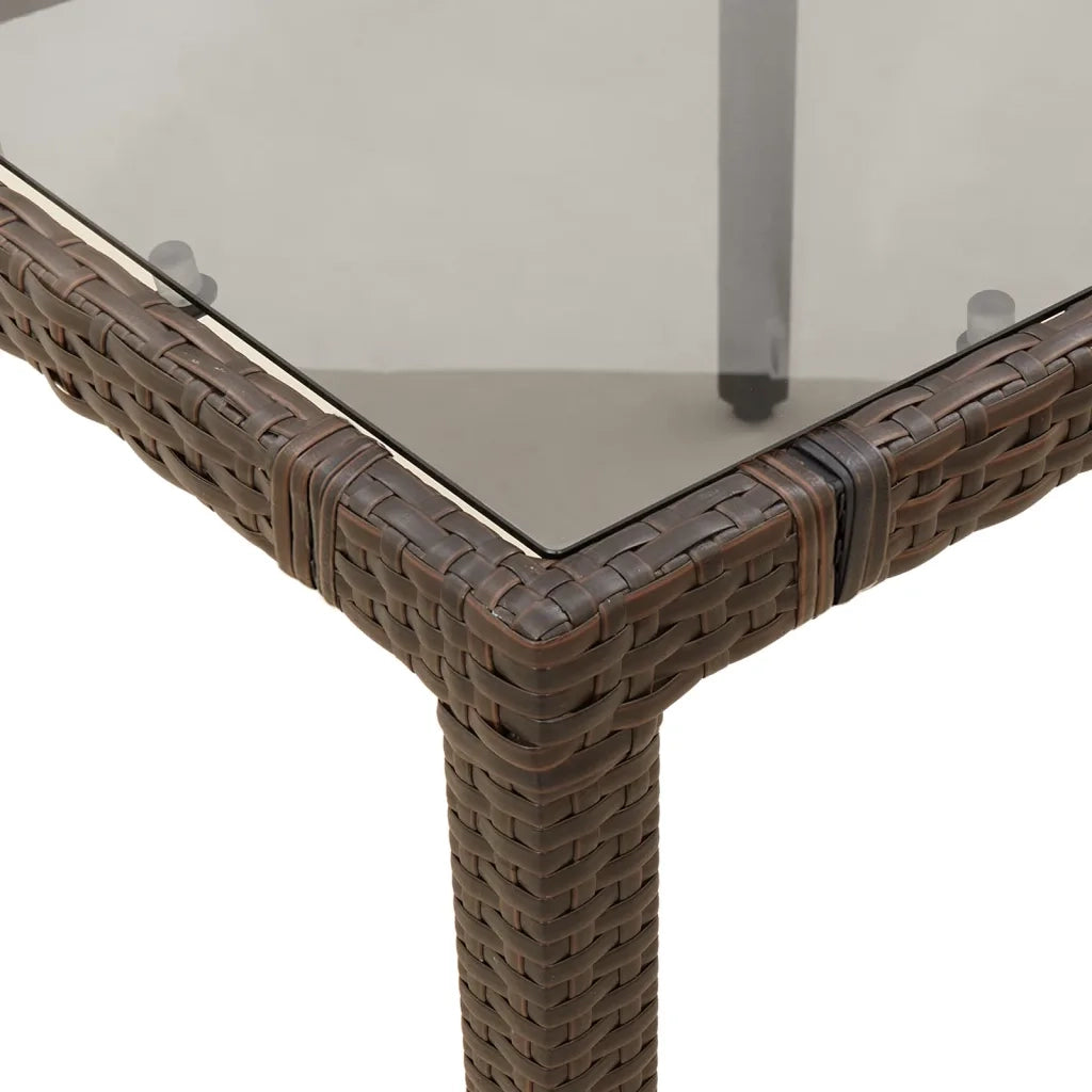 Tavolo Giardino Piano in Vetro Marrone 150x90x75 cm Polyrattan 365590