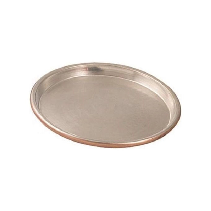 Vigor CM36 Teglia Rame Stagnato Tonda Pesante Bordo 3 cm Diametro 36 cm colore Argentato