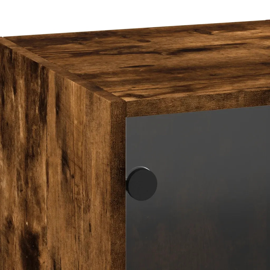 Armadietto a Muro | Mobile a Muro con Ante in Vetro Rovere Fumo 35x37x100 cm