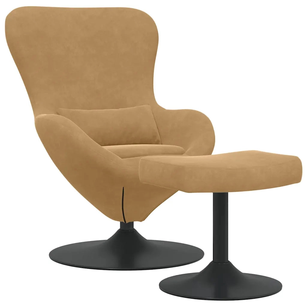 Poltrona | Sedia Egg con Pouf Marrone Velluto