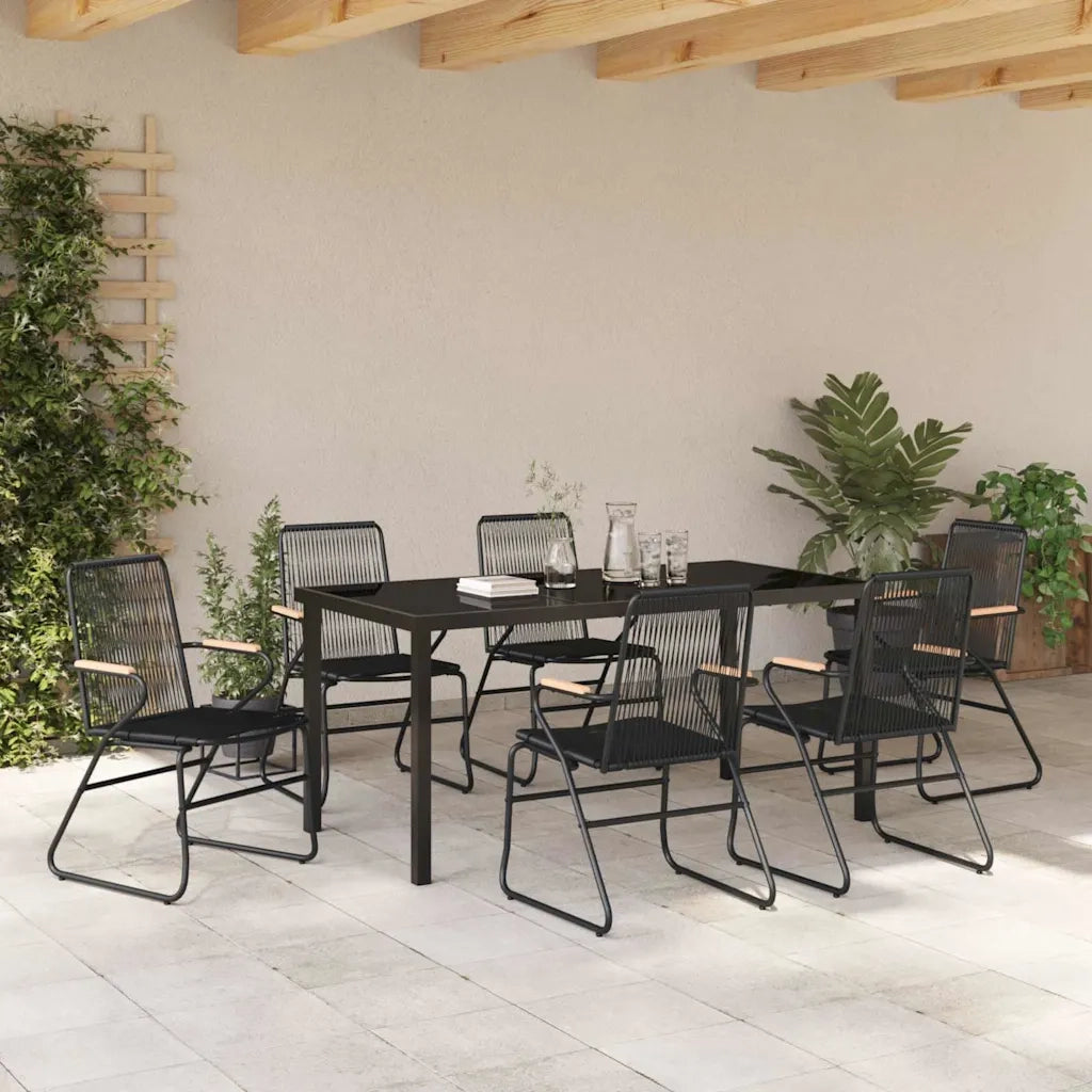 Set da Pranzo per Giardino 7 pcs Nero 3379174
