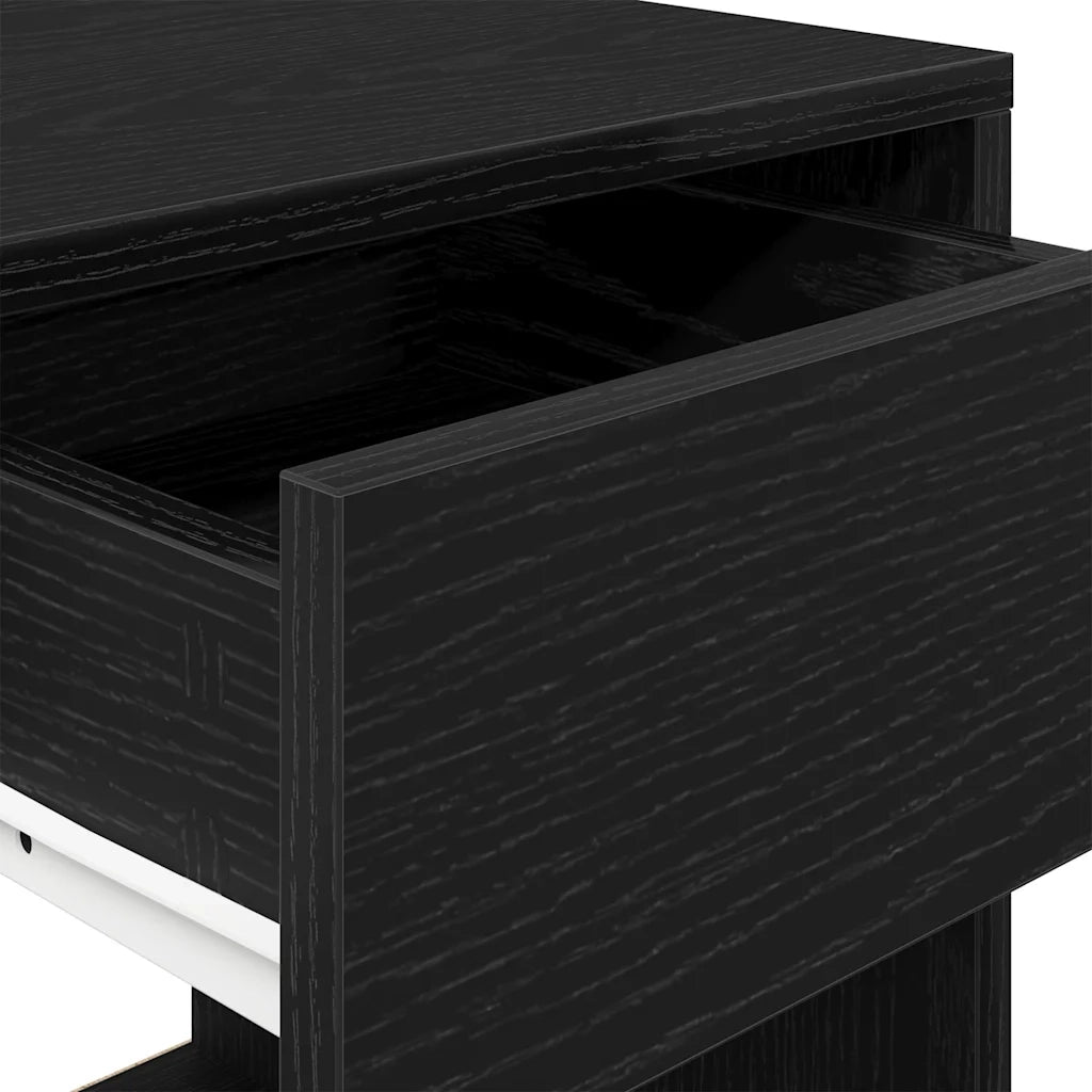 Comodino con Cassetto Rovere Nero 35x34x66,5 cm 858715