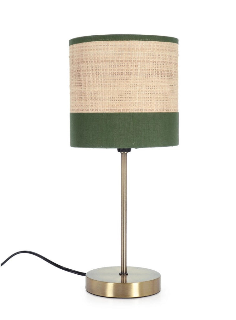 Lampada da Tavolo con Base in Acciaio e Paralume in Rafia - ZAIN