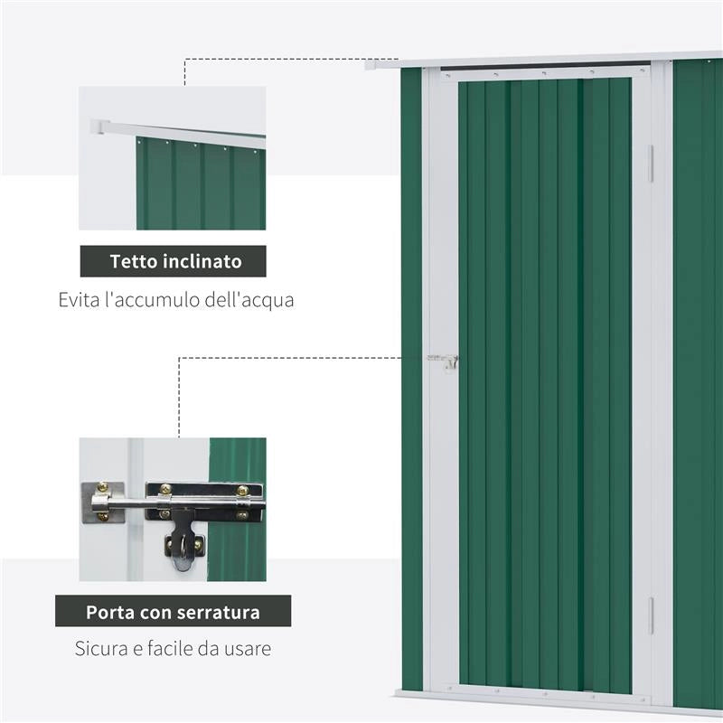 CASETTA PORTA ATTREZZI CAPANNO IN ACCIAIO IMPERMEABILE 142X84X189CM