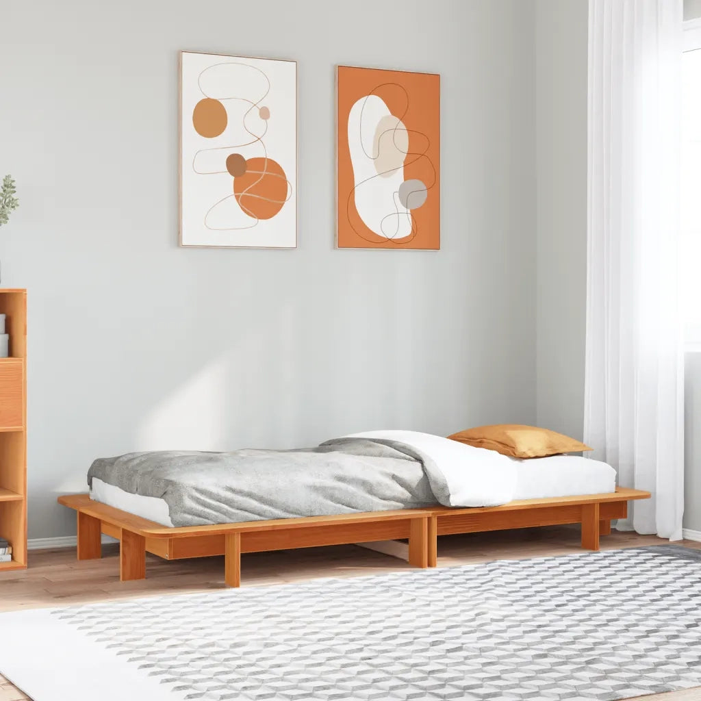 Letto senza Materasso Marrone Cera 90x200 cm Legno di Pino 850670