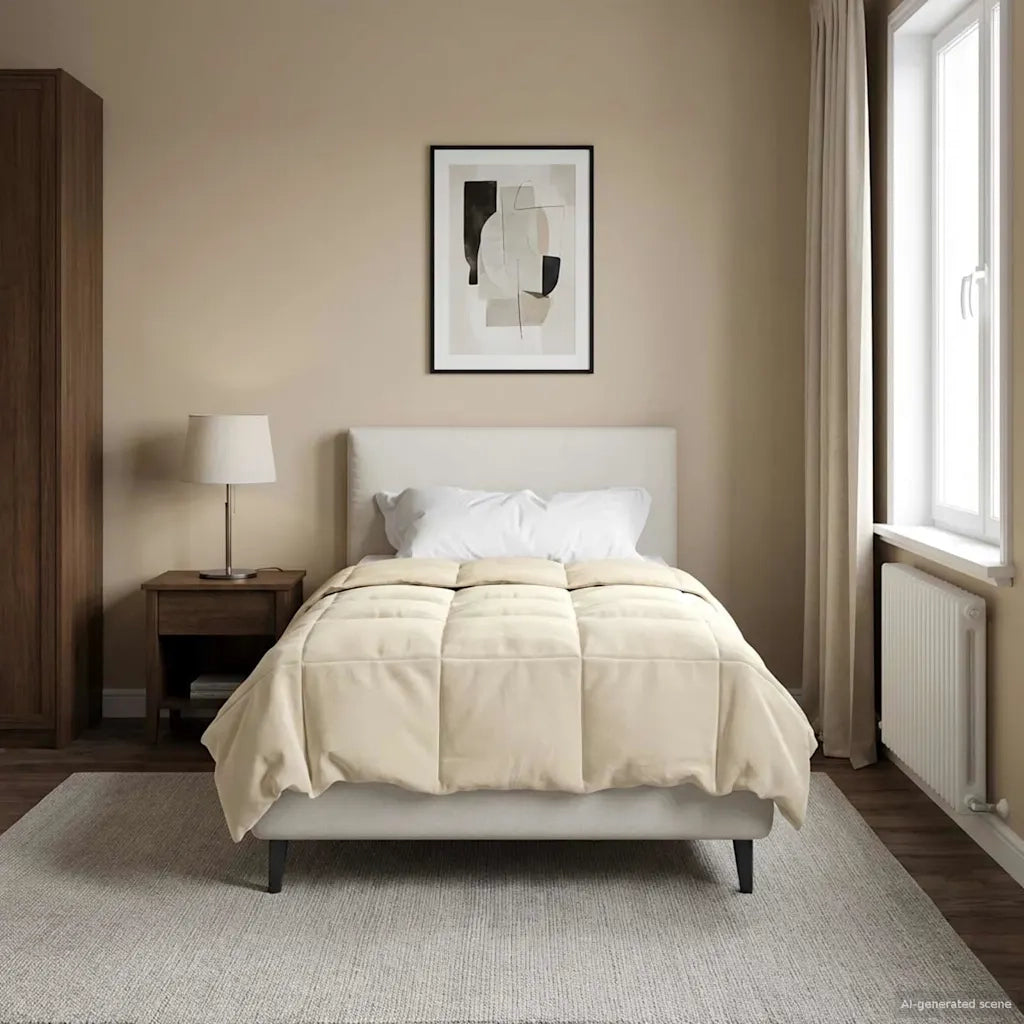 Duvet Estivo Trapuntato Crema 155 x 200 cm Microfibra 42025979