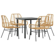 Set da Pranzo da Giardino 5pz | Set Salotto da Giardino Polyrattan Vetro