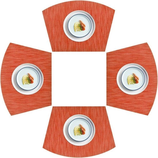 Piastre in PVC per tavola rotonda da 4 pezzi in vinile trasparente arancione