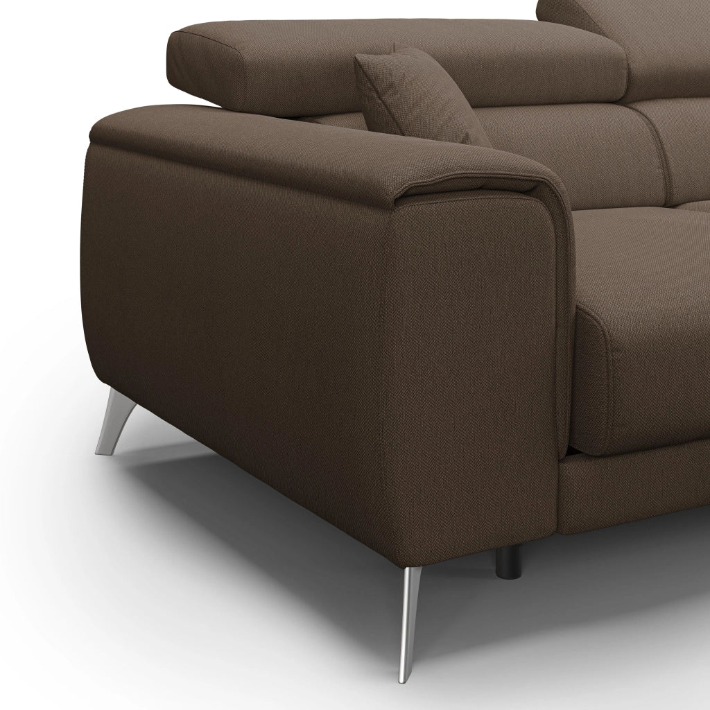 Fusion Divano angolare con sedute scorrevoli in tessuto morbido smacchiabile T05 260 cm Destro marrone