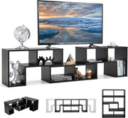 Mobile TV con Ripiani Aperti, Supporto per TV Moderno Fino a 65 Pollici, Ideale per Soggiorno,Camera, 2 Colori,134-180x30x43 cm (Nero)