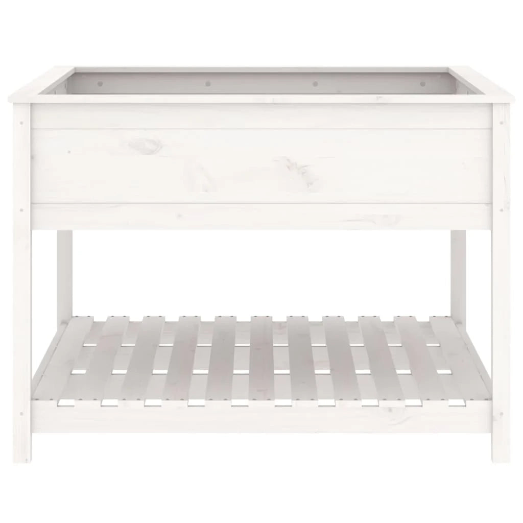 Fioriera rialzata per piante fiori patio giardino e scaffale 111,5 x 111,5 x 81 cm legno massello di pino bianco 02_0038615
