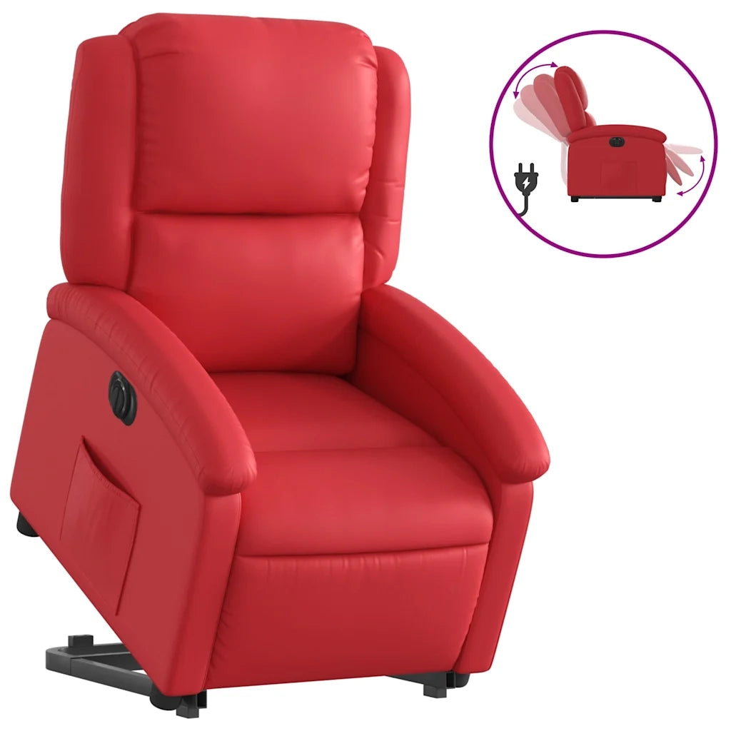 Poltrona Alzapersona Reclinabile Elettrica Rossa in Similpelle 3204245