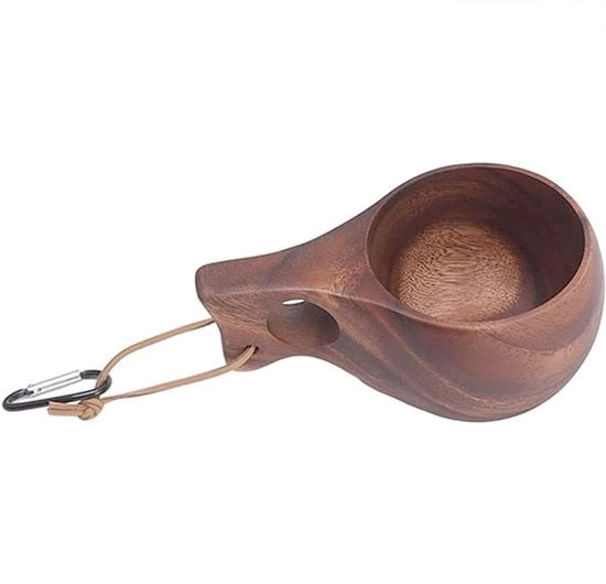 Coppa da caffè in legno, tazza in legno manufattura artigianale con manico, tazza in legno, tazza in legno portatile, bicchiere in legno per birra ecolocale, colore legno chiaro.