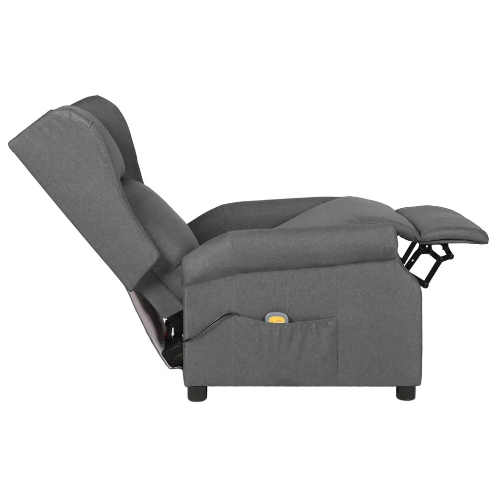 vidaXL Poltrona Massaggiante in Tessuto Grigio Chiaro