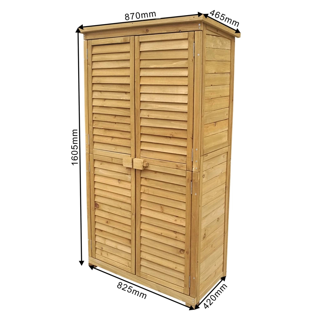 Armadio da giardino con ante battenti a persiana 870x465x1600 mm legno di abete con tetto in bitume