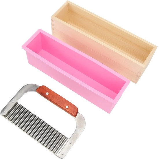 Kit per creare sapone - Mould per sapone a forma di pane di legno - Aspetto lucido - Stampo in silicone - Adatto per principianti - 36,3 x 29,7...