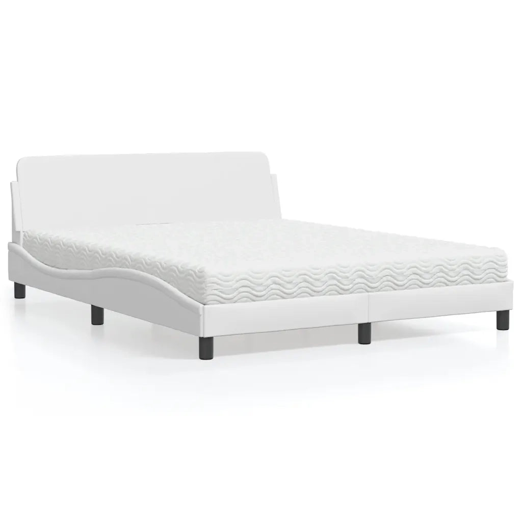 Letto con Materasso Dover Bianco 160x200 cm in Similpelle 3208438