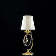 Lumetto Shabby Chic Magda Metallo E Cristallo Oro 1 Luce E14 Con Paralume