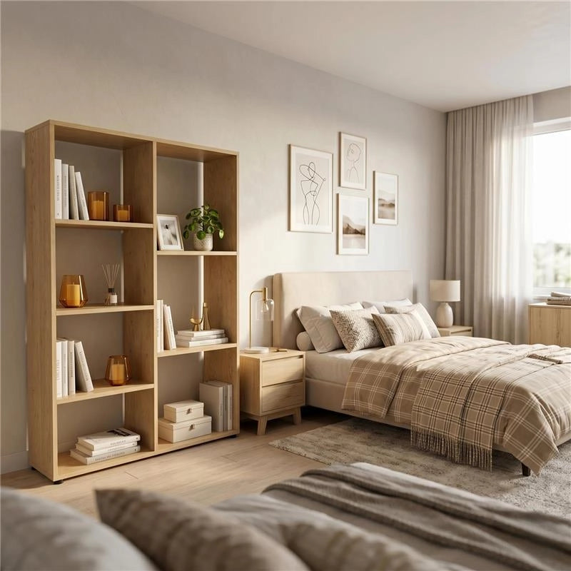 LIBRERIA IN MDF ROVERE CON RIPIANI SFALSATI MISURE: 80X24X126 CM