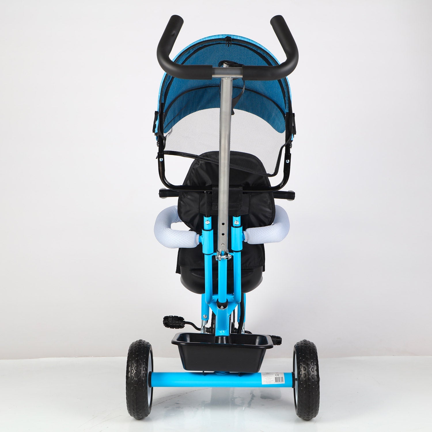 Triciclo Passeggino per Bambini 69x49x98 cm con Parasole e Campanellino Trico Funny Blu