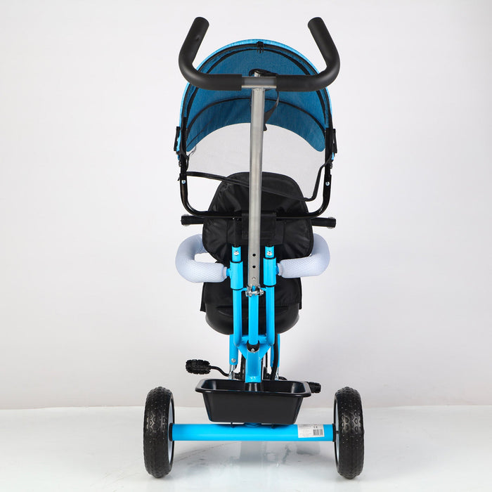 Triciclo Passeggino per Bambini 69x49x98 cm con Parasole e Campanellino Trico Funny Blu