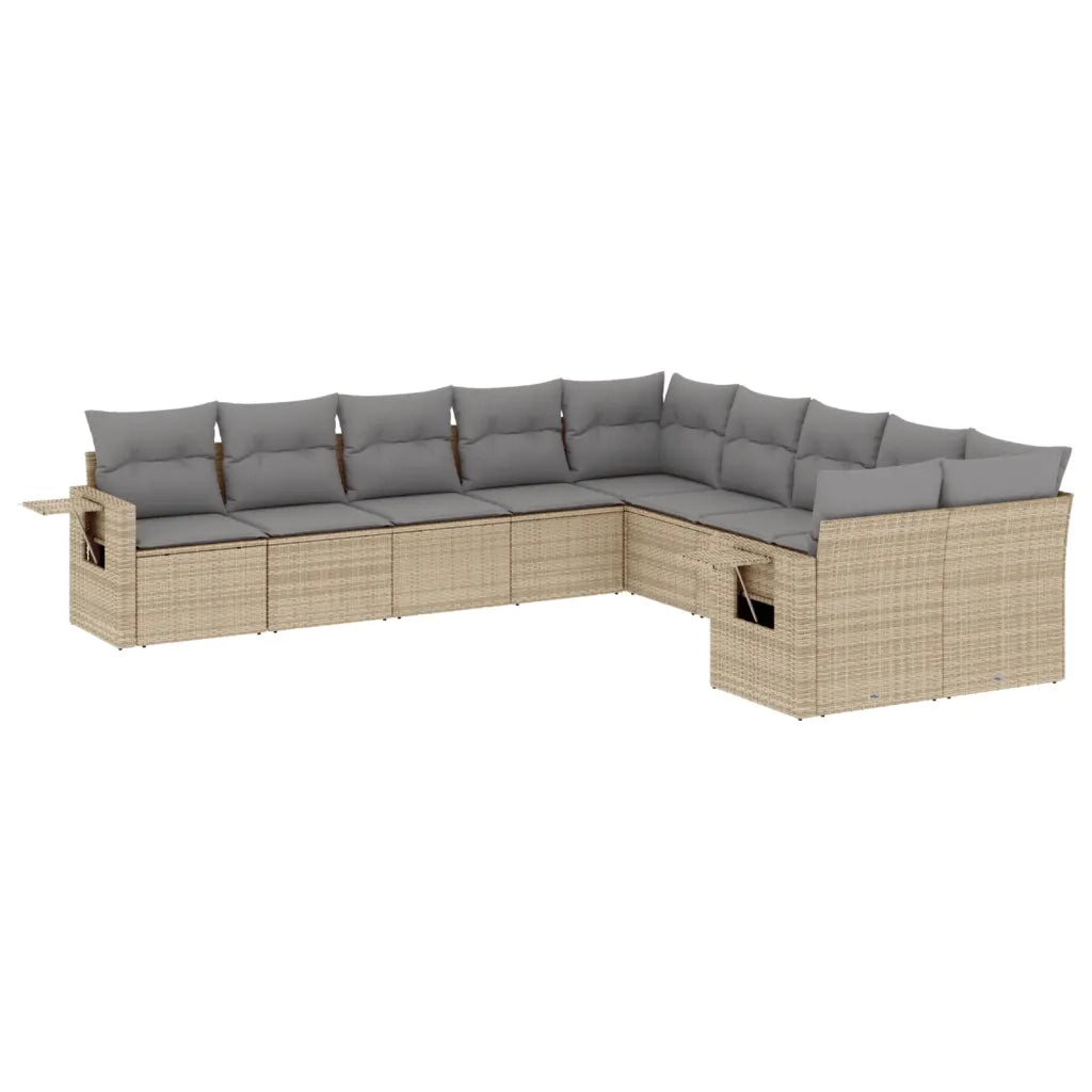 Set Divano da Giardino 10 pz con Cuscini Beige in Polyrattancod mxl 88870