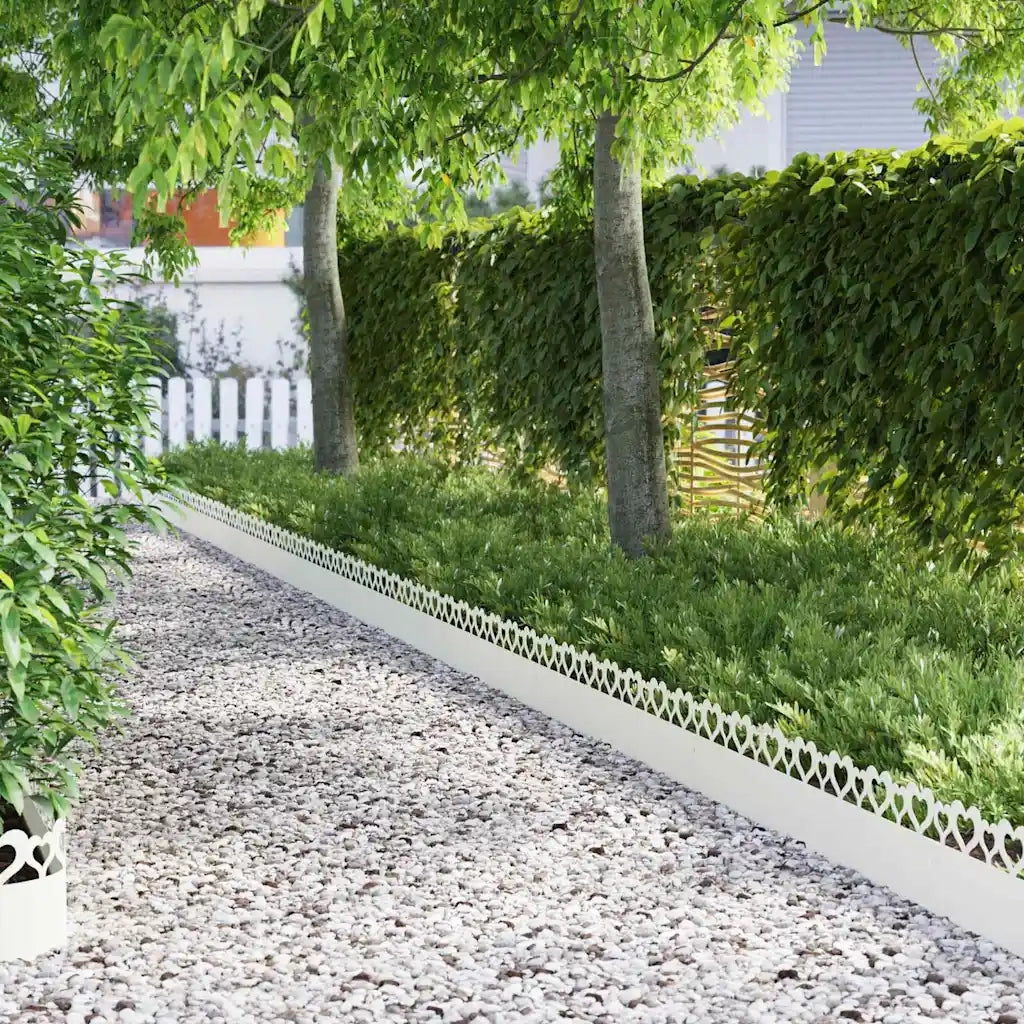Bordure per prato 20 pcs Bianco 103 x 0,05 x 22 cm Acciaio