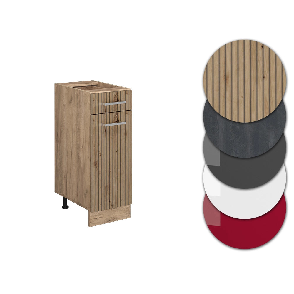 Mobiletto base per cucina R-Line Rovere artigianale/Rovere dorato 30 cm, PL Antracite Vicco