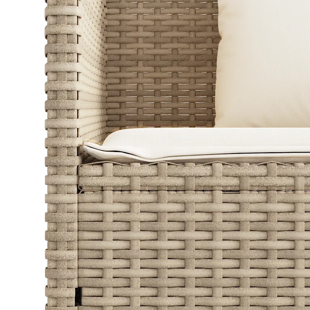Panca da Giardino con Cuscini-Sgabello-Panca da esterno Beige in Polyrattan 125551