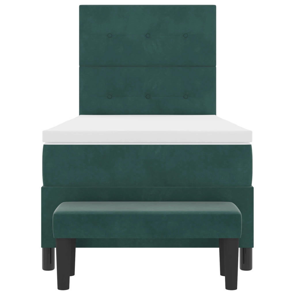 Letto con Box Spring con Materasso e Panca Verde Scuro 80x200 cm Velluto
