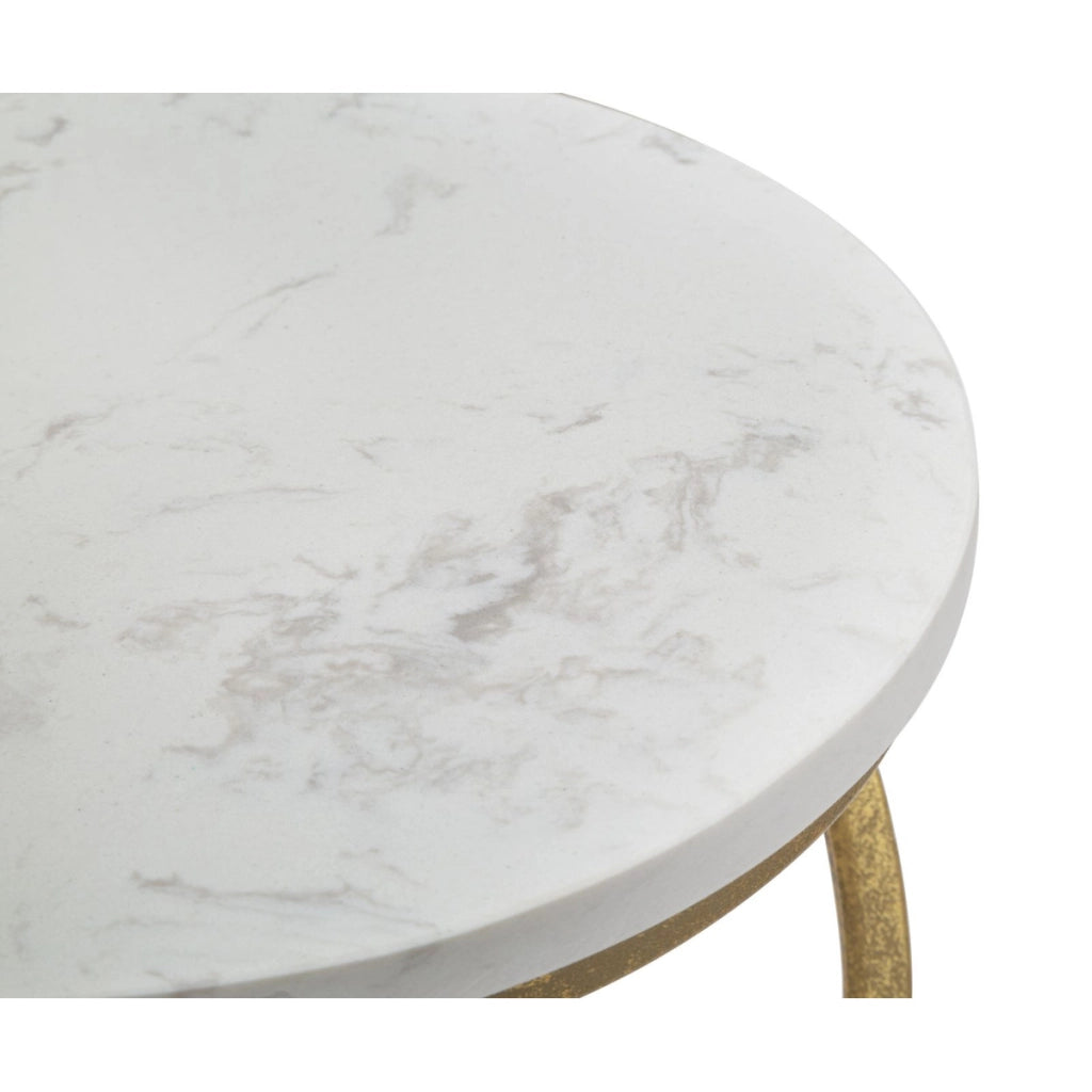 Tavolino VKH533, Oro, Marmo, 27,5x27,5x47,5 cm