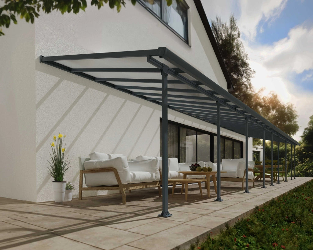 Pergola Addossata in Alluminio  3X13.4 m colore Grigio - Canopia Feria