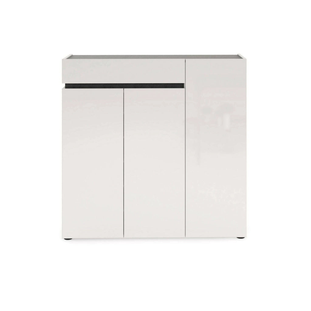 Mobile Portascarpe Joji, Scarpiera 10 Ripiani Made in Italy, 120x34x115h cm Bianco Lucido