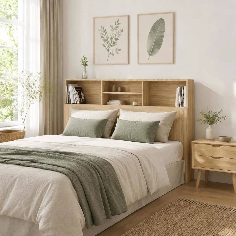 Bed Headboard With Shelves, Sonoma Oak, 160x19x103.5 Cm