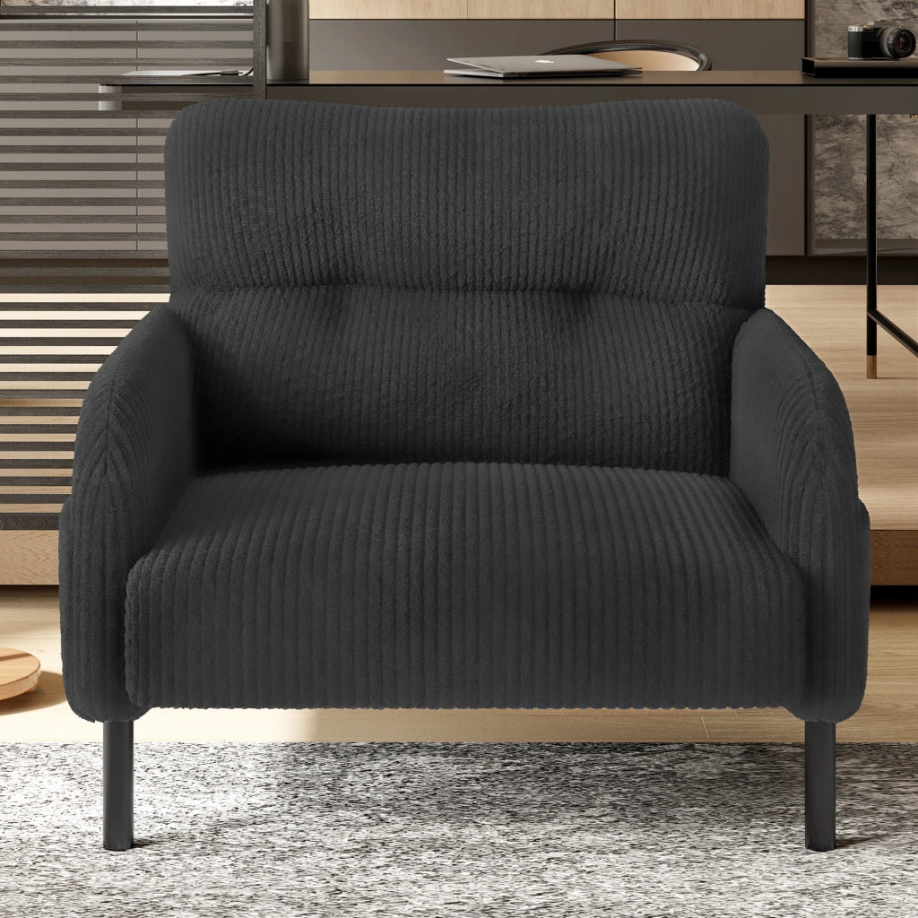 Poltrona con Tasche Laterali e Schienale Ergonomico; Seduta Profonda; in Velluto a Coste Grigio 67 × 75 × 79 cm