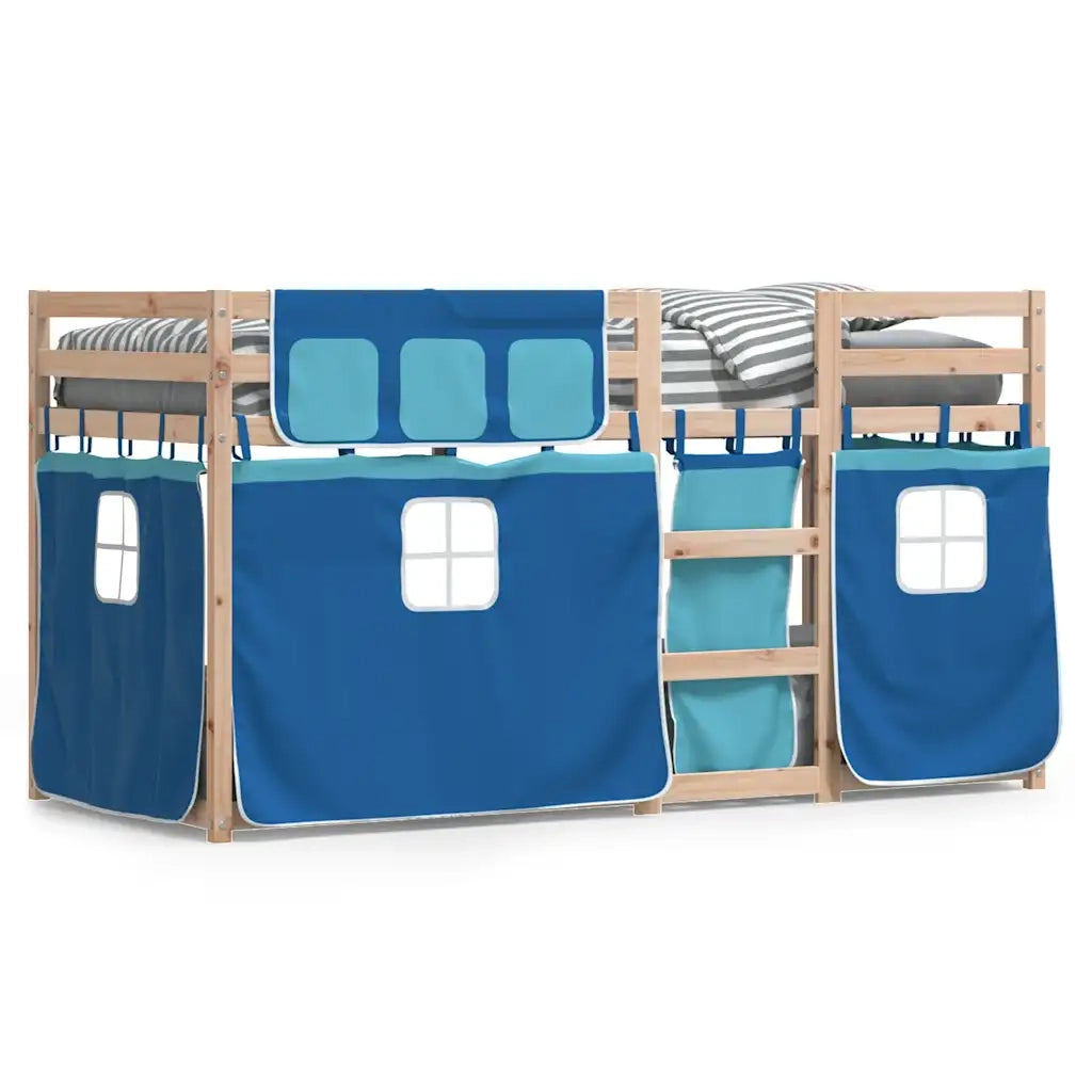 Letto a Castello senza Materasso-Struttura Letto a Castello Blu 90x200cm Massello Pino 576675