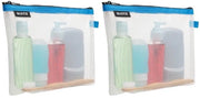 Contenitore di toilette da viaggio, trasparente, impermeabile, ideale per il trucco durante i viaggi e come accessorio per la valigia, Dimensioni (L x A x P): 24 x 17 x 3 cm, Blu, 40140036 (Pacco da 2)
