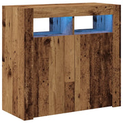 Credenza | Madia | Buffet da pranzo | Armadio da pranzo con Luci LED Legno Antico 80x35x75 cm in Truciolato