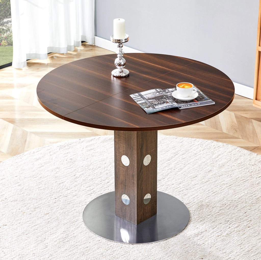 Tavolo da pranzo 100x100x76 cm; resistente all'acqua e ai graffi; MDF; noce