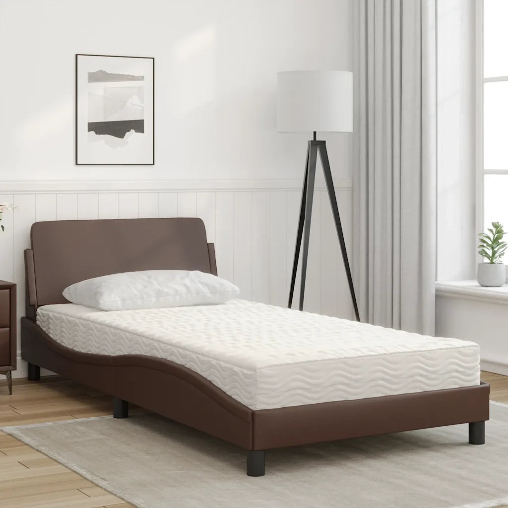 Letto con Materasso Dover Marrone 100x200cm in Similpelle 3208359