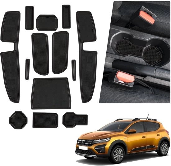 Materassini in gomma per prevenire lo slittamento compatibili con Dacia Sandero 3 / Sandero Stepway 3 2021-2024, accessori antislittamento, materassini antislittamento per Sandero Stepway 3