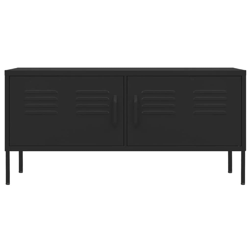 Mobile TV multimediale mensola TV credenza TV per sala da pranzo soggiorno camera da letto 105 x 35 x 50 cm acciaio nero 02_0025688