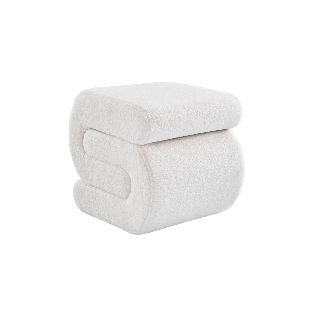 Pouf in bouclé, crema