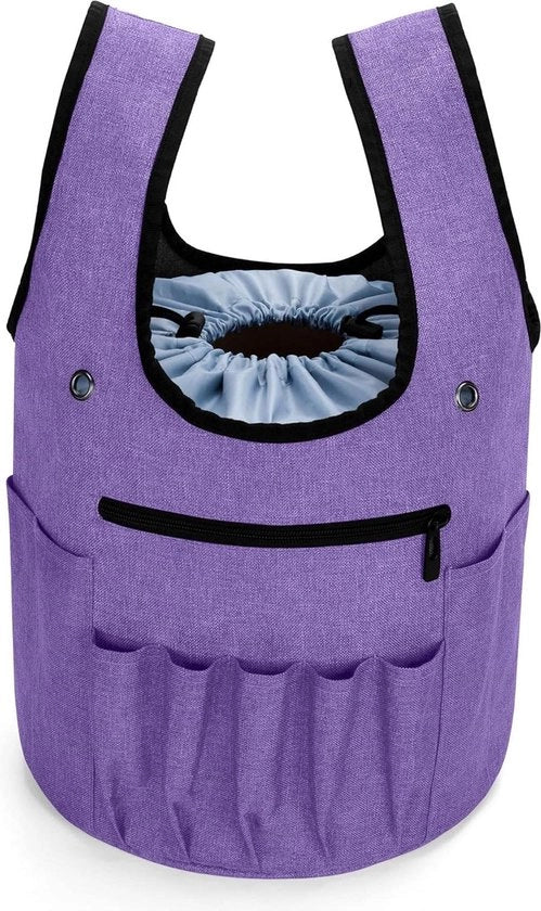 Borsa per Materiali di Maglia con Grande Capacità e Diversi Comparti per Uncini a Maglia Aghi da Maglia Progetti di Maglia e Accessori - Viola