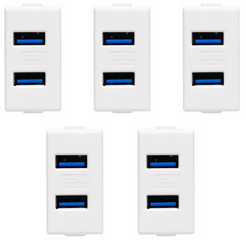 Doppia presa usb da incasso ricarica rapida e ordinata *** numero pezzi 5, confezione 1