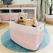 Set di contenitori per la raccolta di 3 - piccoli contenitori intrecciati per la raccolta di cotone - asciugamani e asciugamani per la doccia - contenitore decorativo intrecciato - rosa/crema.