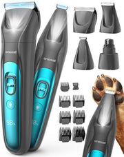 Tondeuse per animali 4 in 1 con lampada LED - Cura degli animali con trimmer ricaricabile e limatore unghie
