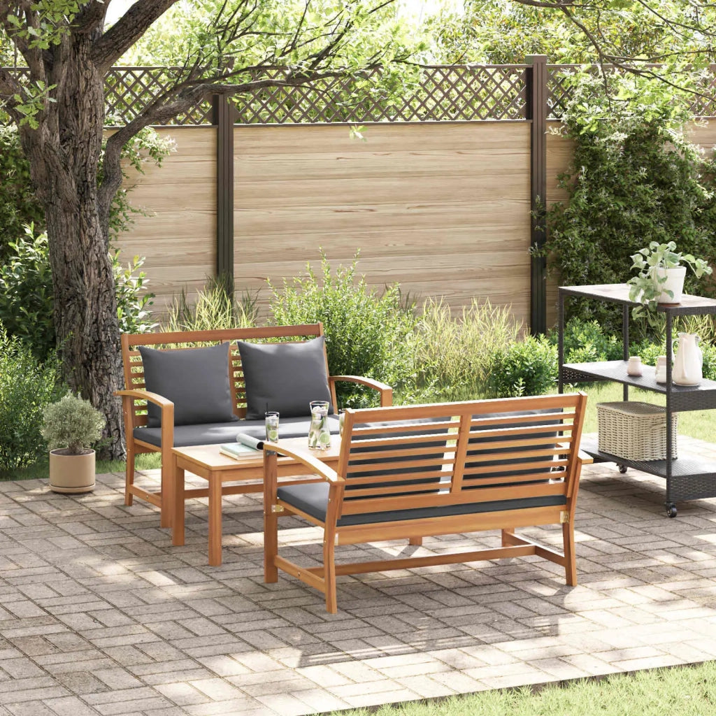 Set Divano da Giardino 3 pcs Naturale Legno di teak solido 3356857